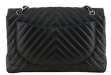 Black Chevron Maxi Flap Bag