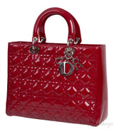 Lady Dior Red Patent Quilted Bag PHW