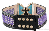 Turquoise Embellished Crochet & Suede Belt