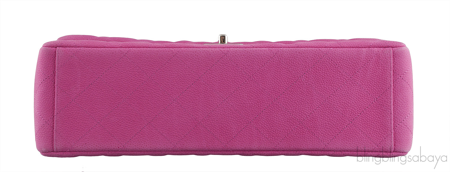 Fuchsia Pink Caviar Maxi Flap Bag
