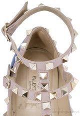 Patent Blue Rockstud Flat Ballerina