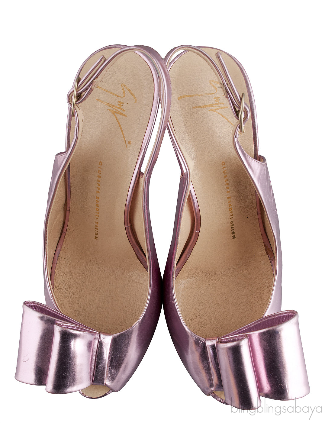 Metallic Pink Slingback Heels