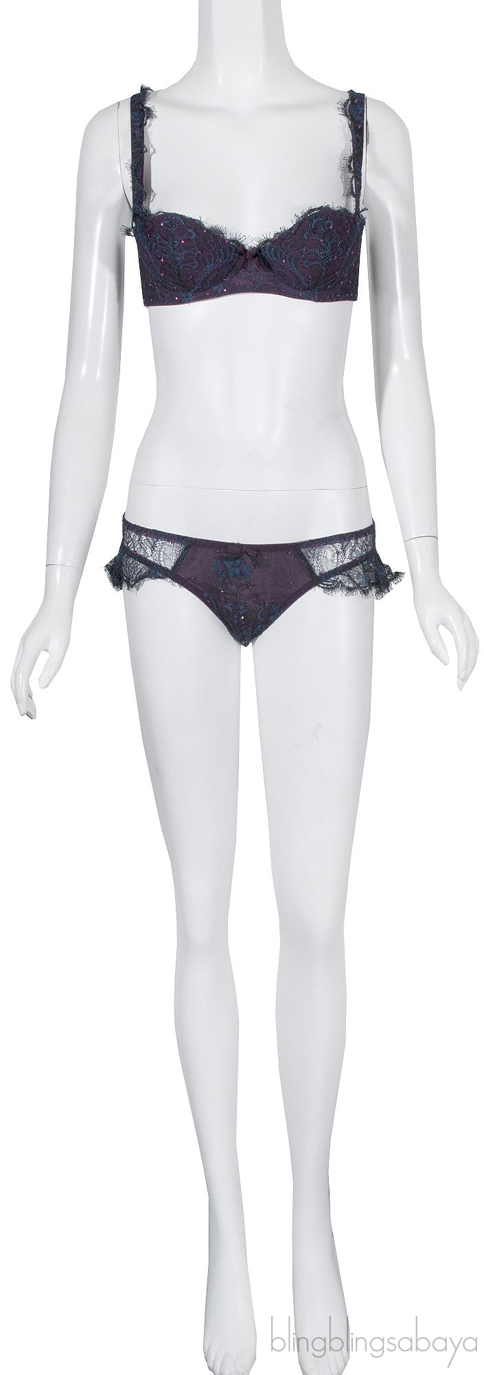 Purple Lace Crystal Bra & Brief