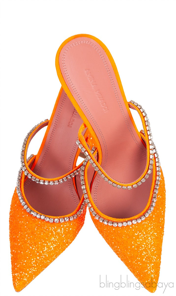 Gilda Crystal -Embellished Orange Glitter Mules