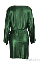 Gucci Green Metallic Bateau Neckline Mini Dress XS