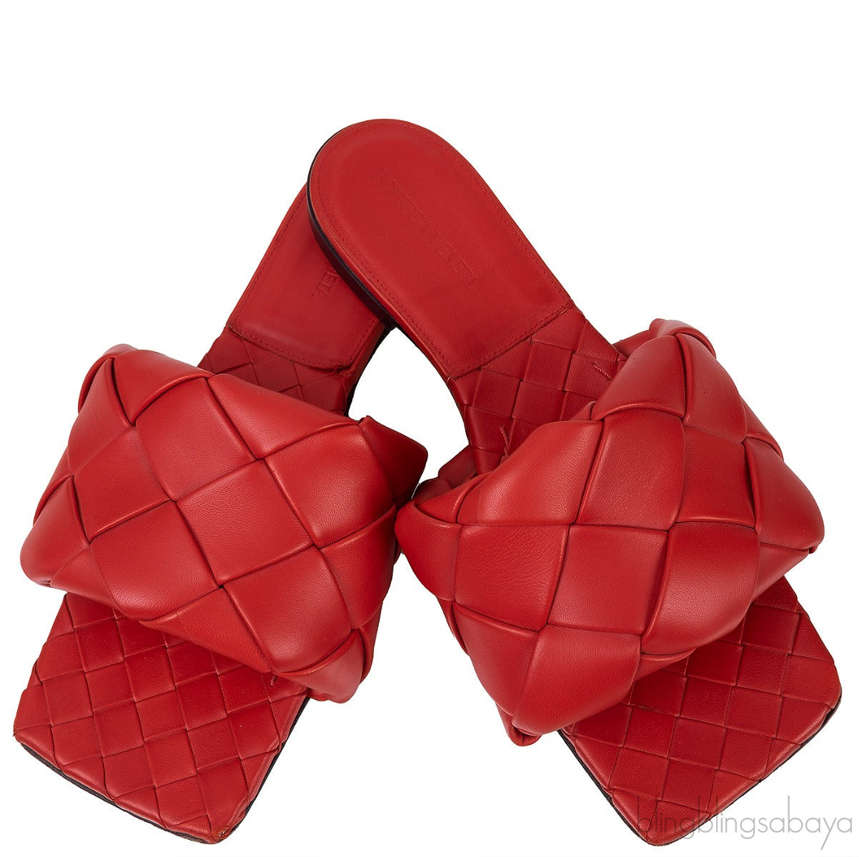 Bottega Veneta Intrecciato Lido Flat Sandals Red