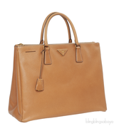 PRADA Gold Saffiano Double Zip Large Tote