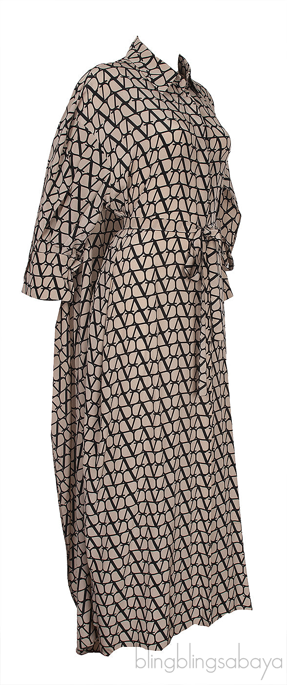 Neutral Toile Iconographe  Printed Silk Midi Dress
