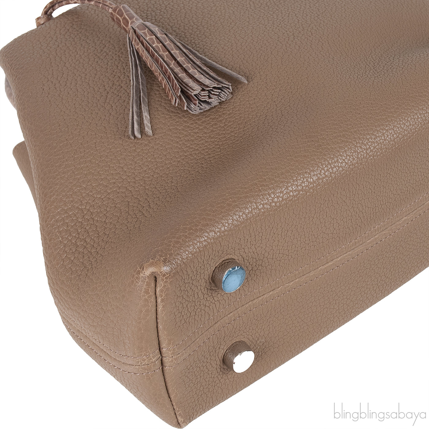 Etoupe Leather Croc Print Handle Bag