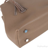 Etoupe Leather Croc Print Handle Bag