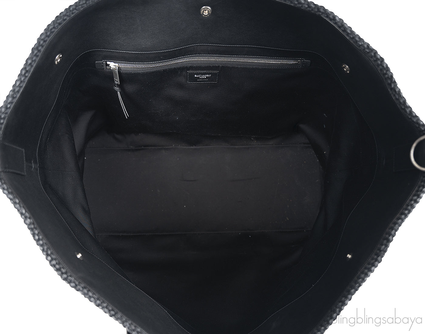Saint Laurent Black Raffia Rive Gauche Black Oversize Tote