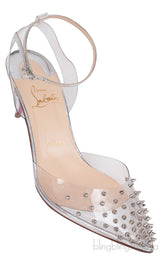 Spikoo Silver PVC Slingback Heels