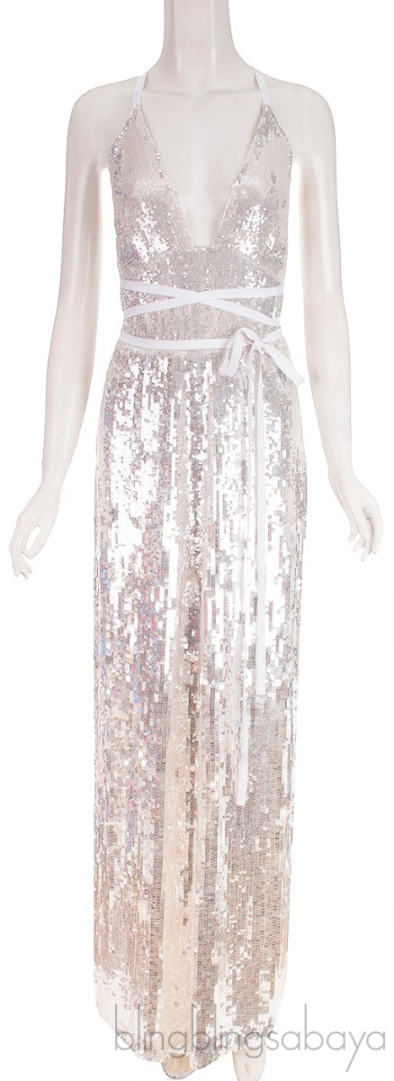 White Sequin Jumpsuit
