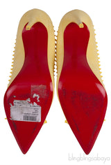 Duvette Spikes 100 Suede Yellow Pumps