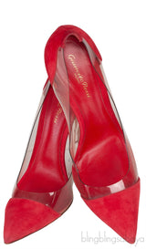 Red Suede PVC Plexi Pump