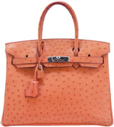 Birkin 30 Orange Ostrich PHW