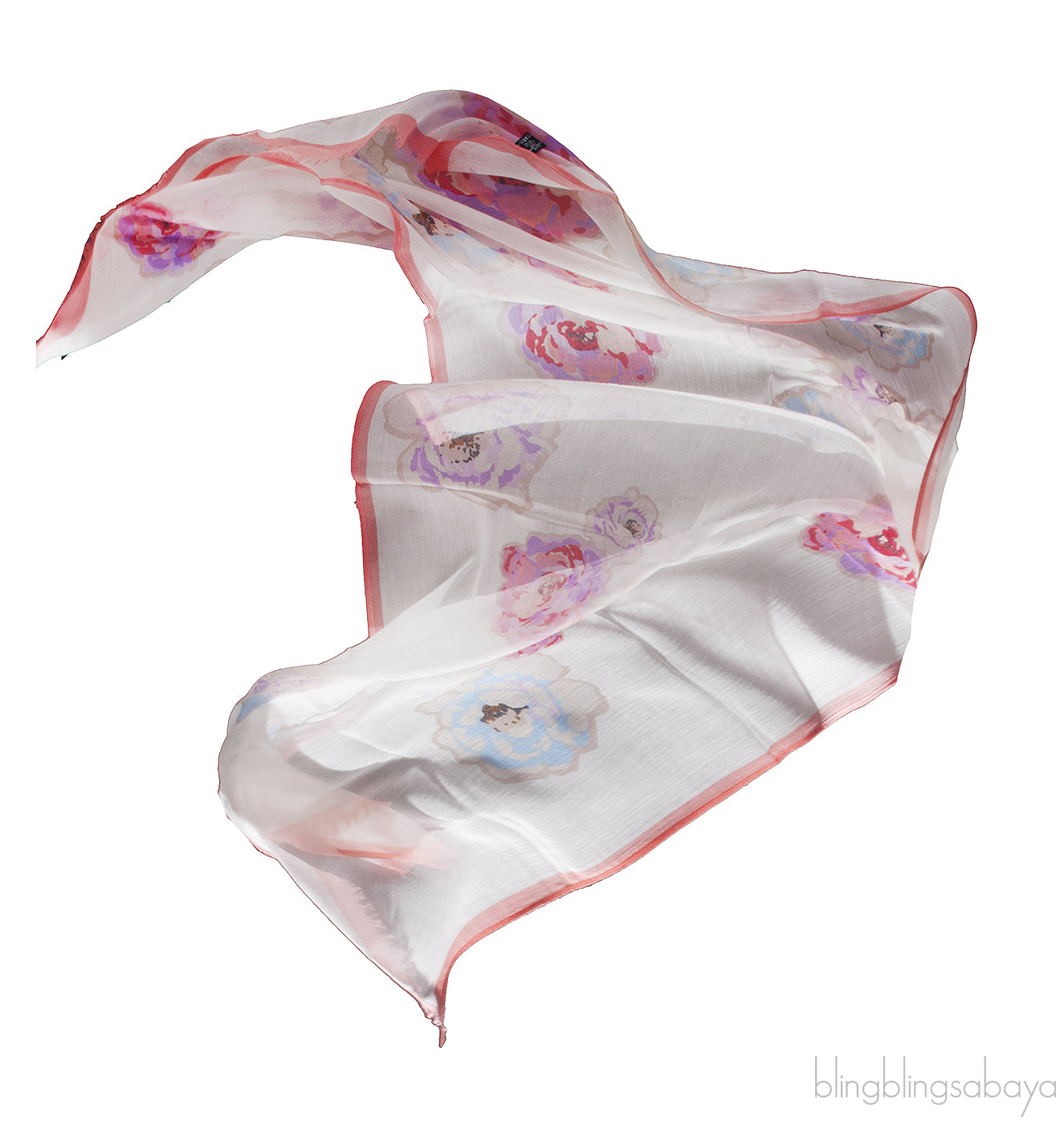 Printed Camellia Off-white Stole