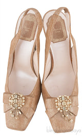 Square Toe Crystal Vamp Heels