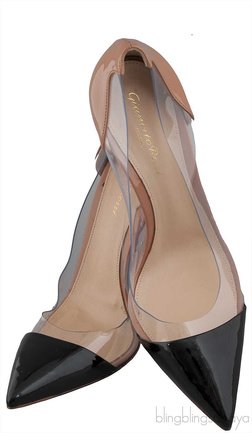 Nude & Black Plexi Pumps