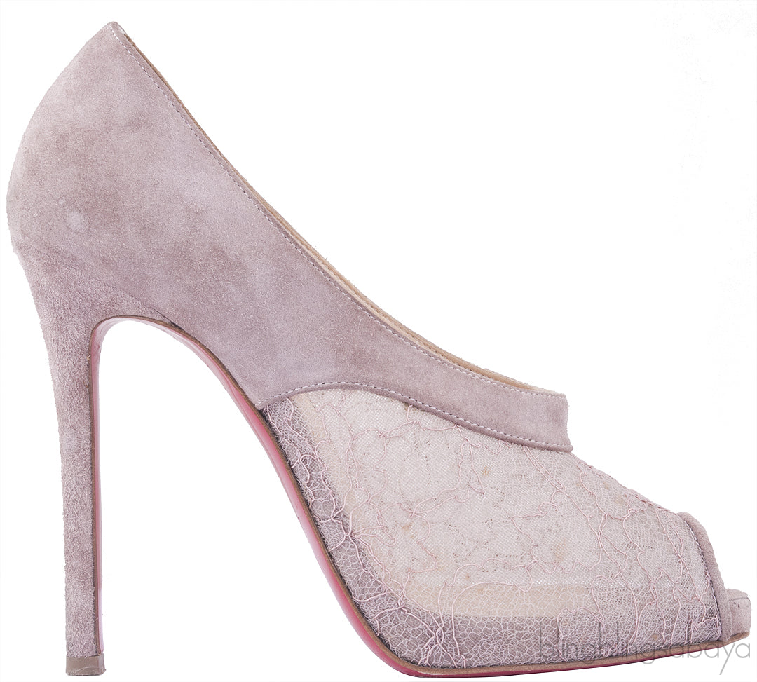 Old Rose Mesh Suede Peep Toe Pump