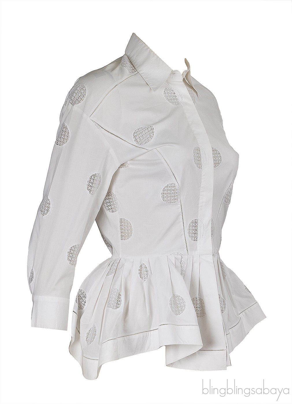 Alaia White Cotton Peplum Shirt