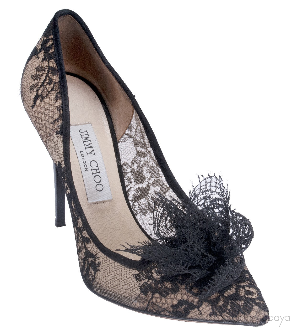 Black Floral Lace Pump