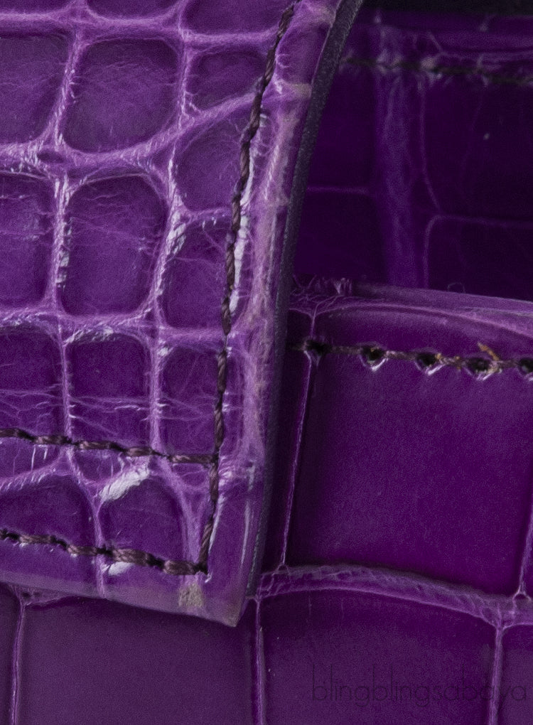 Chanel Purple Crocodile Phone Chain Pouch
