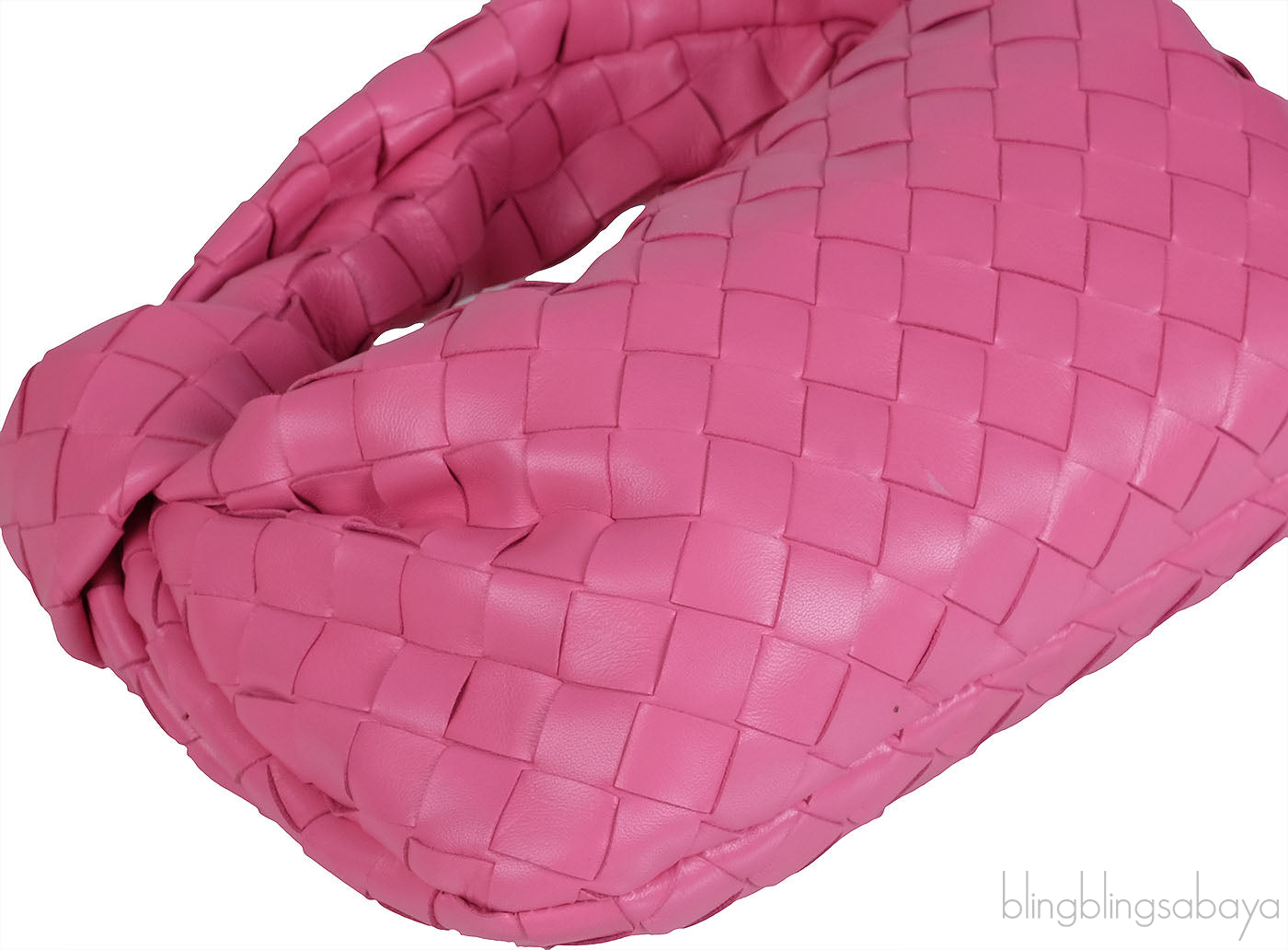 Pink Jodie Mini Knotted Intrecciato Leather Tote