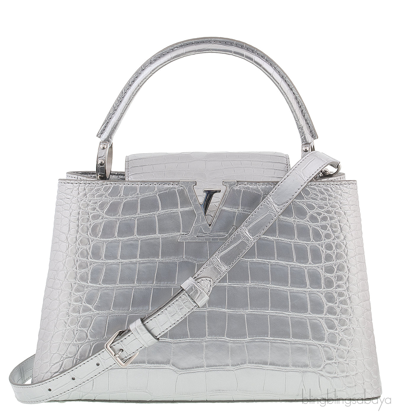 Capucine PM Alligator Argent