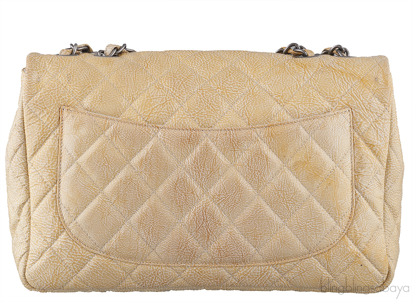 Crinkled Patent Quilted Flap Bag Jumbo