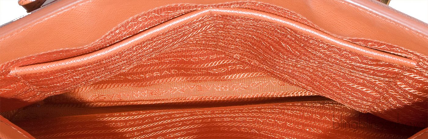 Papaya Parabole Saffiano Bag
