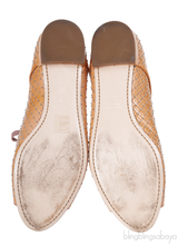 Miu Miu Brown Metal Bead Flat Peep Toe Shoes