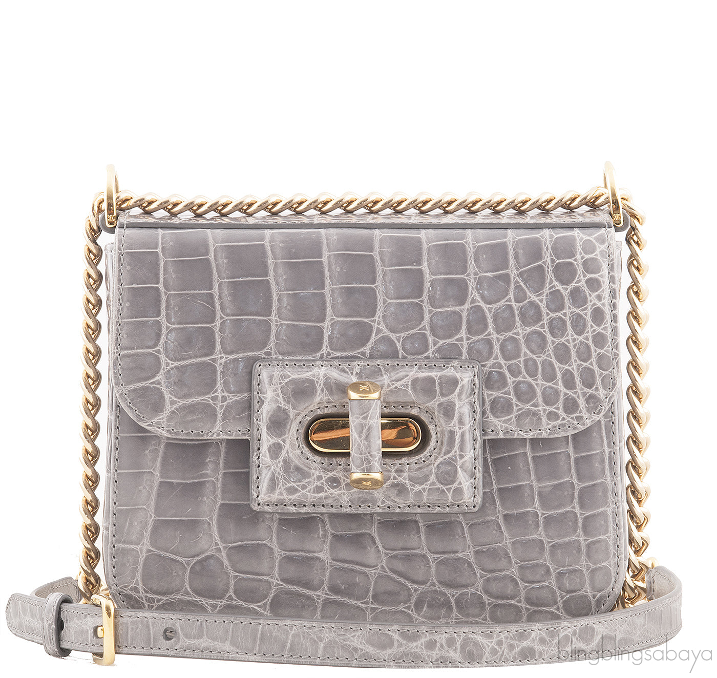 Grey Crocodile Shoulder Bag