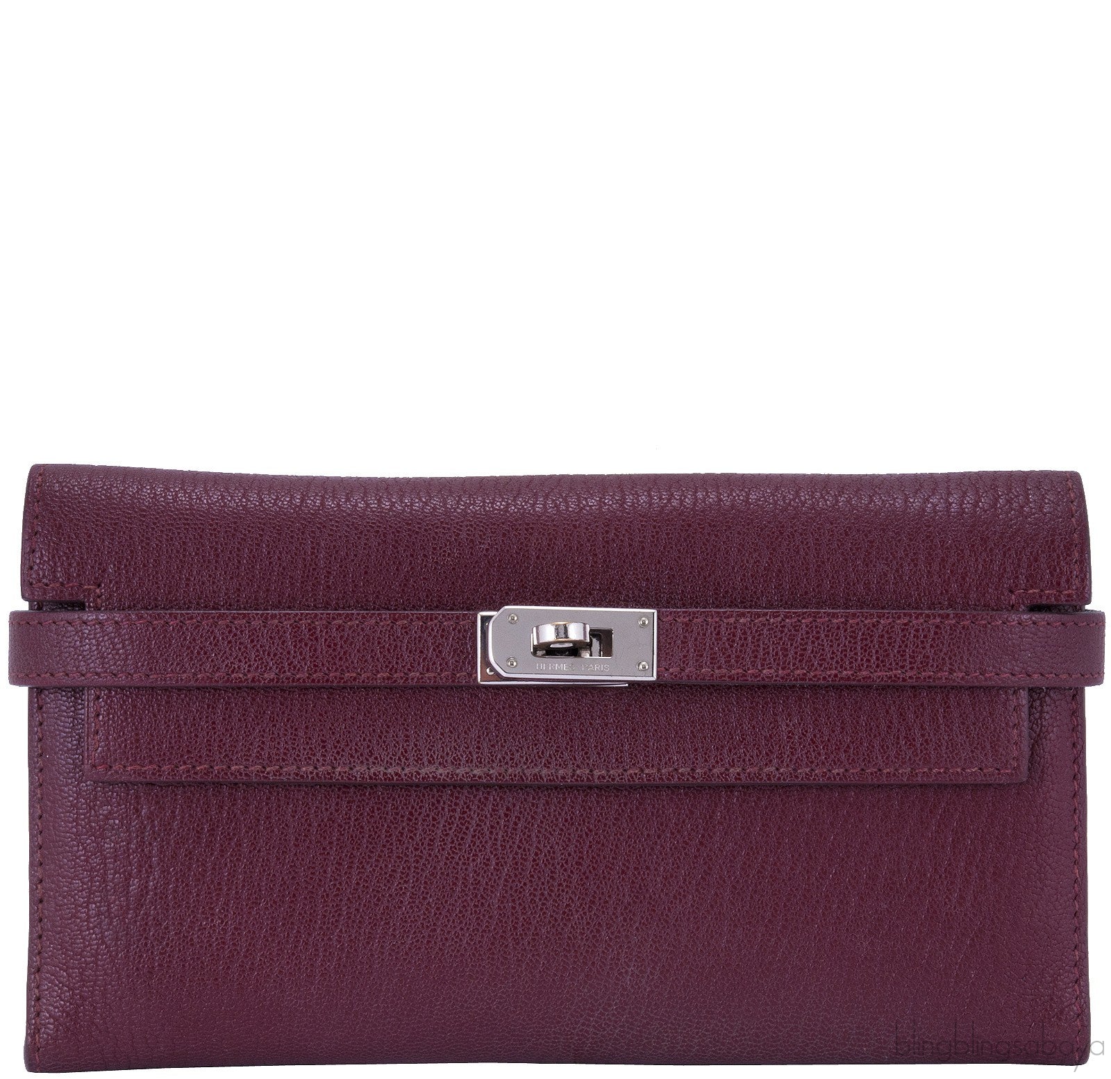 Kelly Long Wallet Chevre Burgundy
