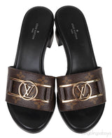 Louis Vuitton Monogram Lock-it Block Mules