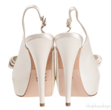 Gina Pearl White Satin Bow Slingback Heels
