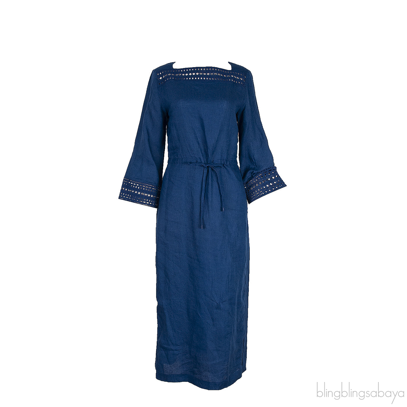 Norlia Blue Linen Midi Dress