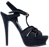 Glitter Finish Black Tribute Sandals