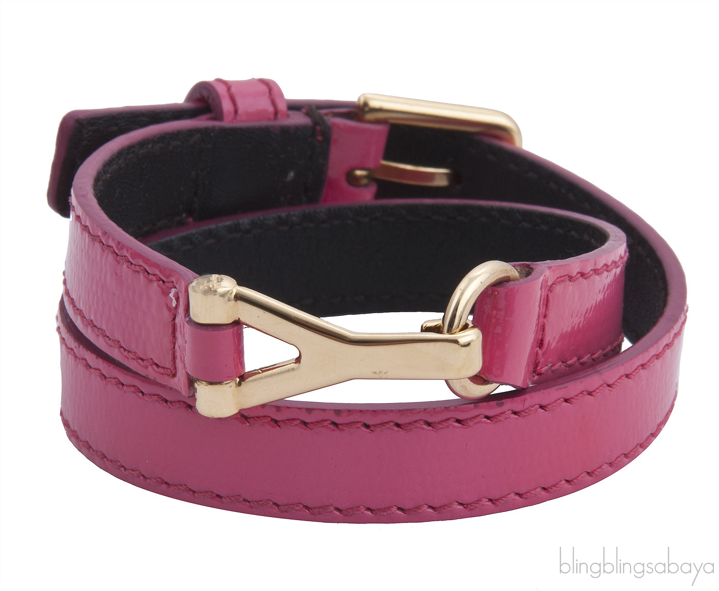 Double Tour Y Pink Leather Bracelet