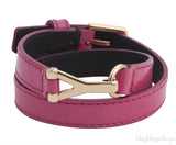 Double Tour Y Pink Leather Bracelet