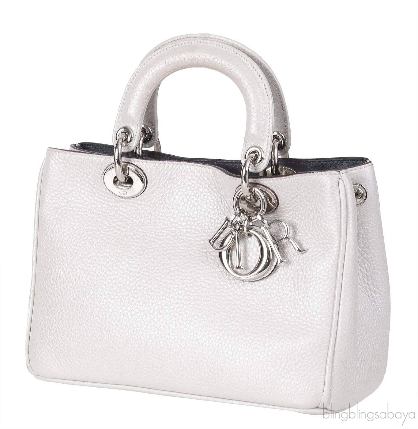 Christian Dior Diorissimo Metallic White Mini Tote Bag