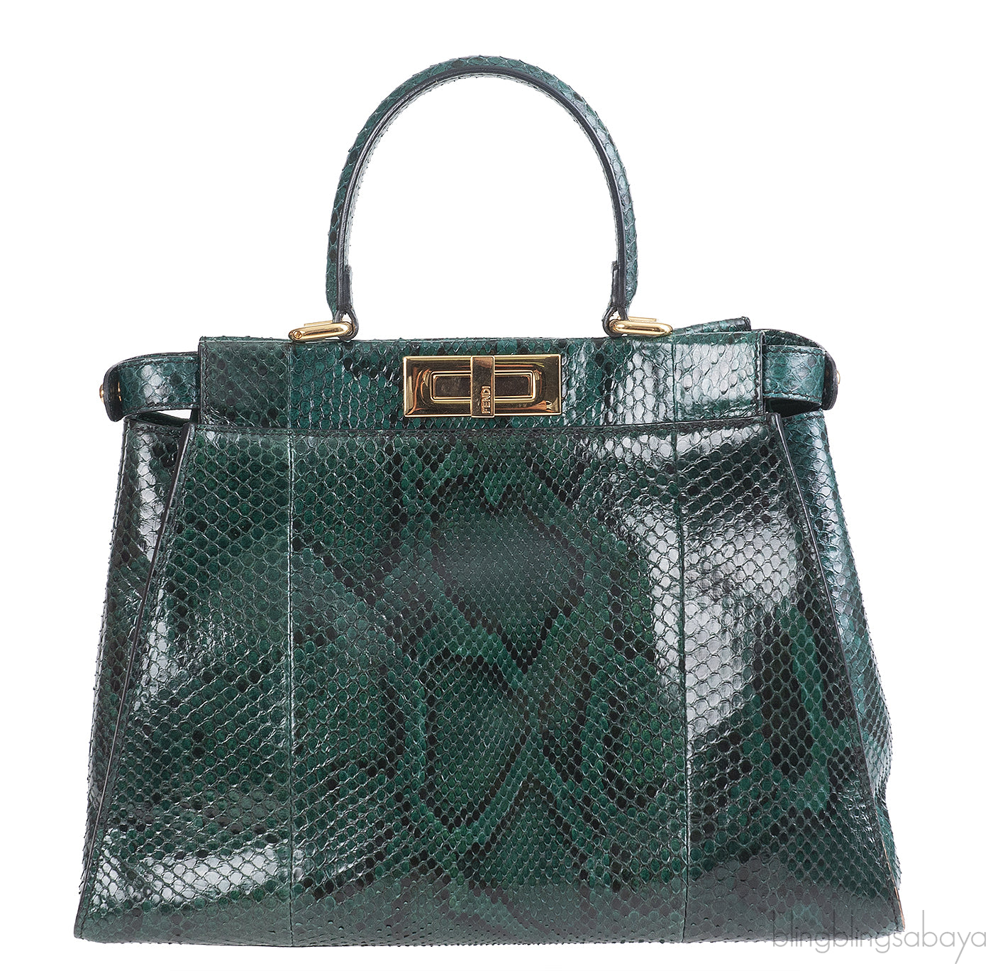 Fendi Peekaboo Medium Green Python Bag