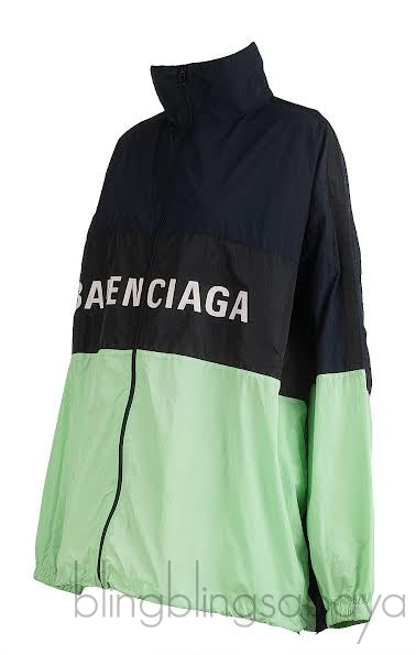 Balenciaga Logo Print Zip-Up Tri-color Jacket
