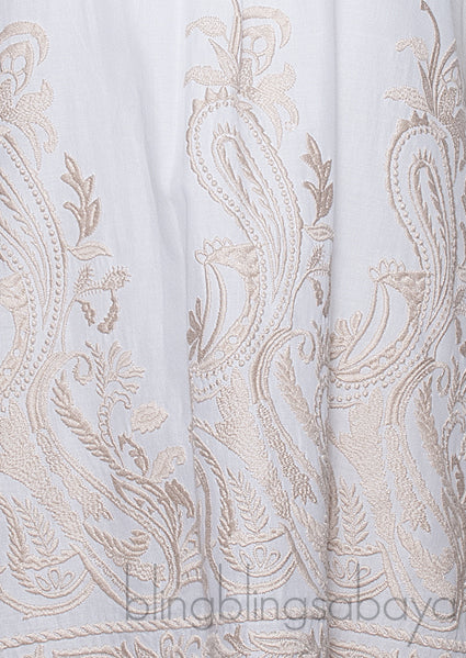 White Embroidered Short Kaftan