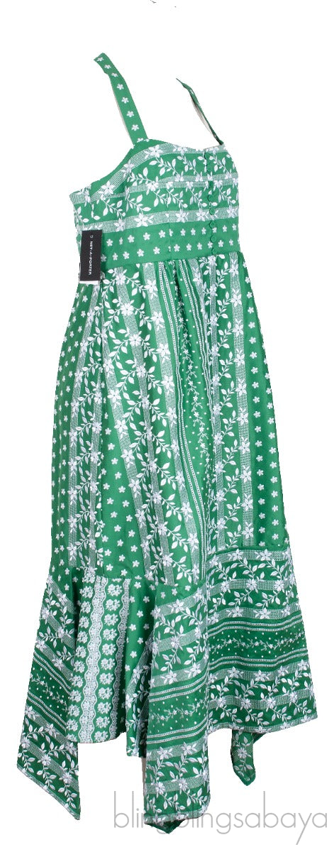 Oleanna Asymmetric Emb. Cotton Silk Midi Dress