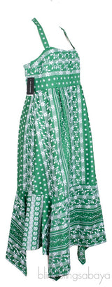 Oleanna Asymmetric Emb. Cotton Silk Midi Dress