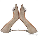 Mamey Gold Glitter Embellished Pumps