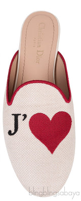 Dior Je T'aime Canvas Mules Beige