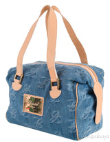 Chopard Blue Denim Distressed Logo Shoulder Bag