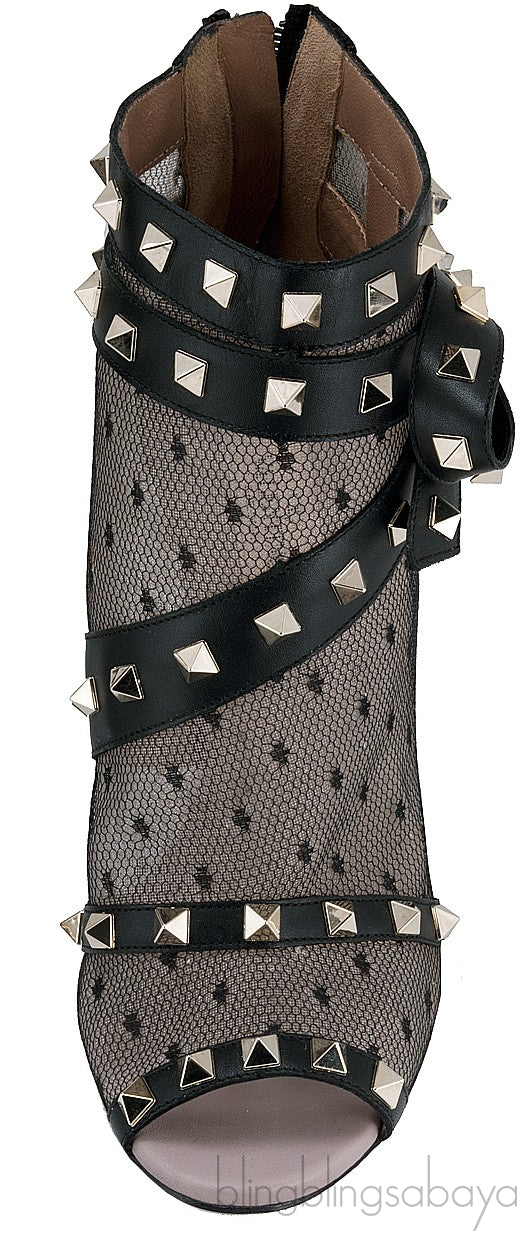 Lace Net Peep Toe Bootie